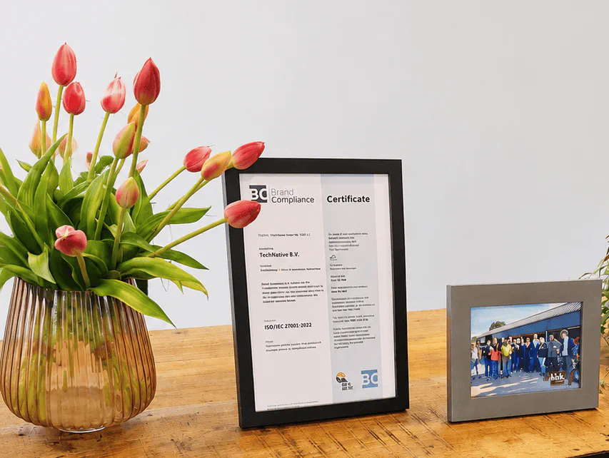 Voorstel: het ISO 27001-certificaat van TechNative, uitgereikt door Brand Compliance