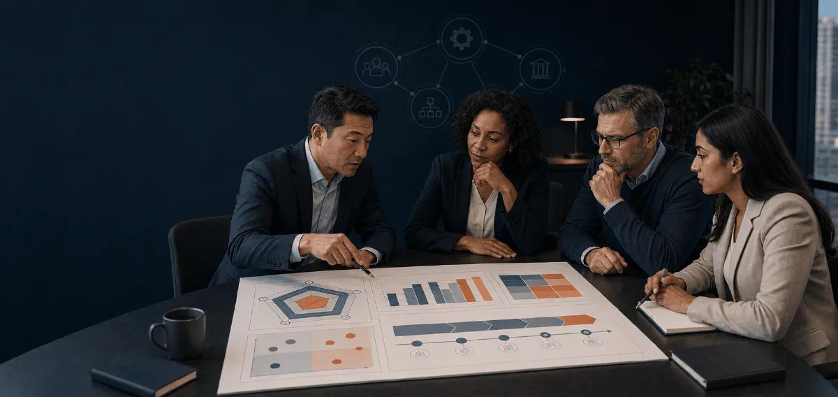 Voorstel: maturity-roadmap met prioriteiten op whiteboard